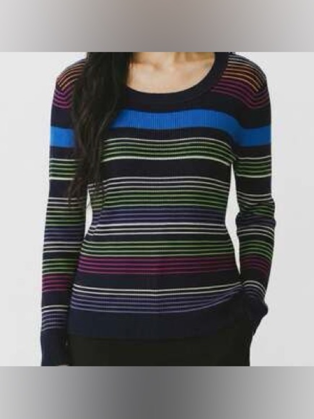 Liz Claiborne sz P/S Multicolor Striped Crewneck Sweater 100% Cotton